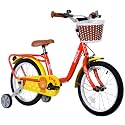 MEGHNA 16 inch Kids Bike Low - Step Through Frame Bike with Detachable Training Wheels Basket Adjustable Seat with Bell C Brake and Band Brake for 4-7 Years Old Child Boys Girls, Easy Ride (Red)