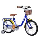 MEGHNA 16 inch Kids Bike Low - Step Through Frame Bike with Detachable Training Wheels Basket Adjustable Seat with Bell C Brake and Band Brake for 4-7 Years Old Child Boys Girls, Easy Ride (Blue)