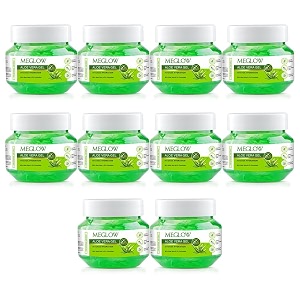 meglow by leeford  aloe vera gel for intense hydration  get soft smooth amp nourished skin  pure aloe vera gel with cucumber extracts  naturally hydrating amp skin moisturizing gel pack of 10 100g each