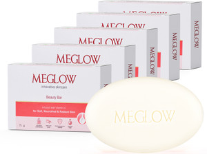 meglow beauty soap with vitamin c  glycerin for intense moisture  nourished skin 5 x 75 g