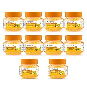 meglow by leeford  nourishing aloe vera gel with kesar chandan  pure aloe vera kesar chandan gel  organic aloe vera gel for face  ayurvedic formula for skin nourishment pack of 10 100g each