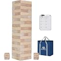 Megwoz Giant Tumble Tower Game - 60 Blocks New Zealand Pine Wooden Stacking Blocks for Kids &amp; Adults, Over 5FT Tall Indoor/Outdoor Family Games, Birthday Party Games Unique Gifts for for All Ages