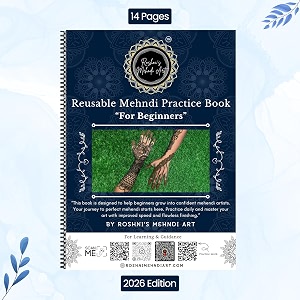 reusable mehndi practice book - for beginners 14 pages      long-lasting reusable pages for repeated practice use amp reuse
