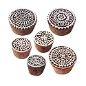 Mehndi Wooden Blocks Jaipuri Round Floral Design Printing Stamps (Set of 6)