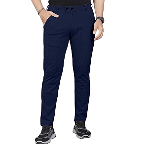 Mehrang Mens Casual Textured Regular Fit Trousers