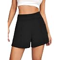 Mehrang Solid Women Black High Waist Shorts