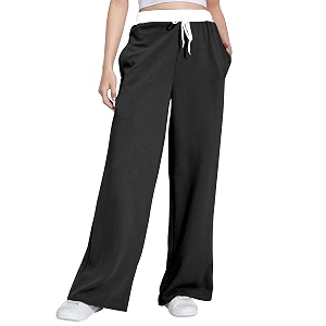 Mehrang Wide Leg Drawstring Pants with Contrast