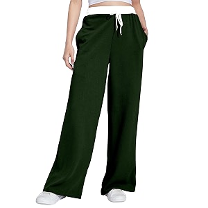Mehrang Wide Leg Drawstring Pants with Contrast