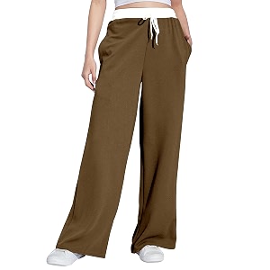 Mehrang Wide Leg Drawstring Pants with Contrast