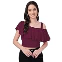 Mehrang Women39s Casual Solid Flared Crop Top