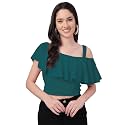 Mehrang Women39s Casual Solid Flared Crop Top