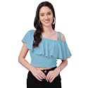 Mehrang Women39s Casual Solid Flared Crop Top