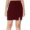 Mehrang Women's Knee Length Formal Pencil Mini Skirt with Elastic Waist Band and Slit, Girl's/Women's Classic Stretchy All Time Trendy Skater Pencil Knee Length Skirts
