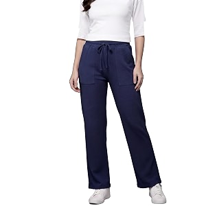 Mehrang Womens Wide-Leg Side Pocket TrouserPalazzo PantsHigh