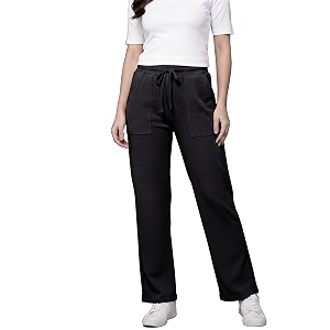 Mehrang Womens Wide-Leg Side Pocket TrouserPalazzo PantsHigh