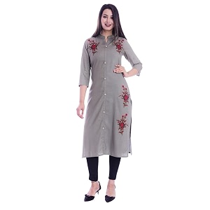 Mehsoos Womens Rayon Embroidered Straight Kurta Ethnic