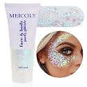 MEICOLY Body Glitter,Mermaid Sequins Liquid Holographic Glitter Gel,Chunky Glitter Face Eye Lip Hair Nail Festival Makeup,Sparkling Body Glitter Gel for Women,50g,06
