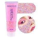 MEICOLY Chameleon Light Pink Body Glitter,Chunky Face Glitter for Halloween,Color Changing Mermaid Face Glitter Gel,Holographic Pink Halloween Hair Glitter for Concerts Festival Party