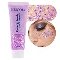 MEICOLY Chameleon Light Purple Hair Glitter,Holographic Chunky Halloween Body Glitter,Color Changing Mermaid Face Glitter,Self-Adhesive Glitter Sequin for Face Body Hair,Festival Party Cheer Glitter