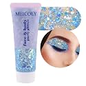 MEICOLY Chameleon Mermaid Blue Body Glitter,Chunky Face Glitter for Halloween,Color Changing Mermaid Hair Glitter Face Paint,Glitter Sequins for Face Body Hair,Festival Party Cheer Glitter Makeup