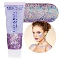 MEICOLY Chameleon Purple Hair Glitter,Holographic Chunky Game Day Spirit Wear Face Glitter,Halloween Accessories for Women,Self-Adhesive Color Changing Mermaid Body Glitter
