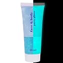 MEICOLY Neon Blue Body Glitter Gel,UV Blacklight Chunky Face Glitter Gel,Glow in The Dark Hair Glitter Paint for Concert Music Festival Rave Accessories,Halloween Glitter Makeup for Women
