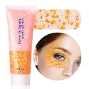 MEICOLY Orange Body Glitter,Sparkling Game Day Spirit Day Hair Glitter Gel,Mermaid Sequins Halloween Face Glitter Paint Autumn Makeup,Rave Accessories Makeup,Party Body Glitter Gel for Women Kids