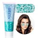MEICOLY Teal Body Glitter,Holographic Mermaid Face Glitter Gel for Halloween Face Paint,Dazzle Green Chunky Glitter for Face Body Hair,Sparkling Self-Adhesive Gel Glitter Makeup for Women and Kids