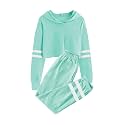 Meikulo Kids 2 Piece Outfits Girls Crop Tops Hoodies Long Sleeve Fashion Sweatshirts and Sweatpants
