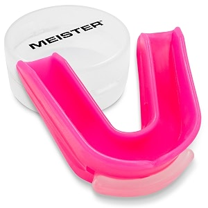 meister mma moldable double mouthguard wcase - pink