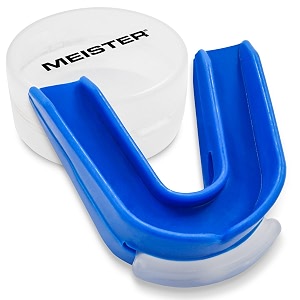 meister mma moldable double mouthguard wcase - blue