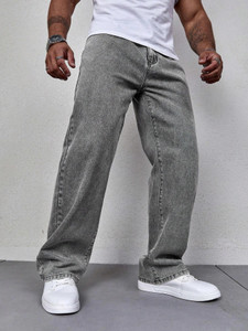 MEIXN Loose Fit Men Grey Jeans