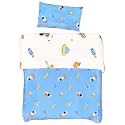 MEJU Astronaut Space Satellite Planet Rocket Blue 100% Cotton Duvet Cover 43" X 59" + Pillowcase 13" X19" Bedding Set with Zipper Closure for Toddler Boys Girls Crib Bed Decoration Gift(Astronaut)