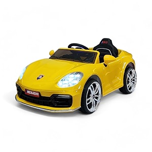 mekashi premium electric ride on cars for kids with long wheel base 1-7yrs glossy yellow mks002