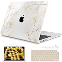 Mektron for 2026/2025/2024/2023 MacBook Air 15 INCH M5 A3448 /M4 A3241 /M3 A3114 /M2 A2941 Case, Printed Plastic Hard Shell Cover with 15.3" Liquid Retina Display Touch ID, Gold Flower S718