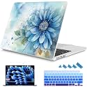Mektron for 2026/2025/2024/2023 MacBook Air 15 INCH M5 A3448 /M4 A3241 /M3 A3114 /M2 A2941 Case, Printed Plastic Hard Shell Cover with 15.3" Liquid Retina Display Touch ID, Watercolor Blue Flower