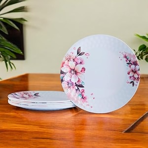 melamine dinner plates  round full plate serving set  unbreakable plates  plates for breakfast lunch dinner  plates for home office restaurant  dishwasher safe  set of 6  11 inch39s pink