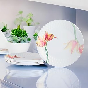 melamine dinner plates  round full plate serving set  unbreakable plates  plates for breakfast lunch dinner  plates for home office restaurant  set of 6  11 inch39s tulip