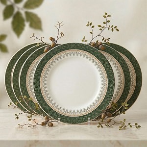 melamine dinner plates  round full plate serving set  unbreakable plates  plates for breakfast lunch dinner  plates for home office restaurant  set of 6  11 inch39s green diamond