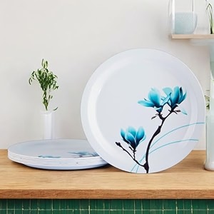 melamine dinner plates  round full plate serving set  unbreakable plates  plates for breakfast lunch dinner  plates for home office restaurant  set of 6  11 inch39s sea green