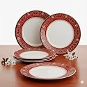 Melamine Dinner Plates | Round Full Plate Serving Set | Unbreakable Plates | Plates for Breakfast, Lunch, Dinner | Plates for home, Office, Restaurant | Set of 6 | 11 Inch's (RED DIAMOND)