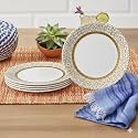 Melamine Dinner Plates | Round Full Plate Serving Set | Unbreakable Plates | Plates for Breakfast, Lunch, Dinner | Plates for home, Office, Restaurant | Set of 6 | 11 Inch's (GOLD DIAMOND)