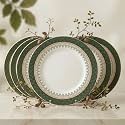 Melamine Dinner Plates | Round Full Plate Serving Set | Unbreakable Plates | Plates for Breakfast, Lunch, Dinner | Plates for home, Office, Restaurant | Set of 6 | 11 Inch's (GREEN DIAMOND)