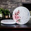 Melamine Dinner Plates | Round Full Plate Serving Set | Unbreakable Plates | Plates for Breakfast, Lunch, Dinner | Plates for home, Office, Restaurant | Set of 6 | 11 Inch's (Red flower)