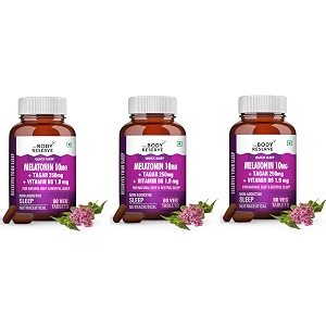 the body reserve melatonin 10mg with tagar 250mg - 60 veg tablets for natural sleep aid muscle recovery nerve relaxation and stress relief - non-habit forming sleep aid for men amp women pack of 3
