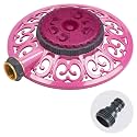 Melnor 65100-AMZ Sprout Metal 8-Pattern Sprinkler and QuickConnect Product Adapter Amazon Bundle, Raspberry Red