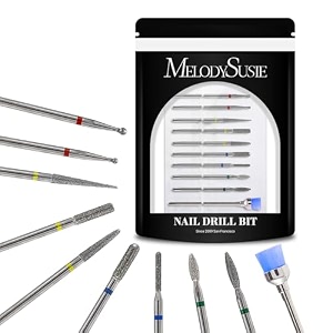 melodysusie diamond cuticle nail drill bits set 10pcs 3323939235mm professional efile nail bit fine grit for acrylic gel nails prep nail art tools for manicure pedicure home salon use