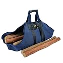 MeloTough Canvas Firewood Log Carrier with Soft Silicone Handle,Amazoning Wood Holder with Security Strap for Carry Wood to Fireplace, Stove, Campfire Or Bonfire (Navy Blue)