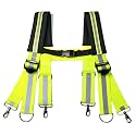 MELOTOUGH Tool Belt Suspenders Construction Work Suspender with Reflective Strip Hi Vis Safety Work Padder Shoulder Suspender (Hi Vis Lime)