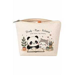 meman cute printed canvas zipper pouch for women amp girls multipurpose makeup cosmetic bag travel toiletry amp jewelry organizer portable storage case study bag